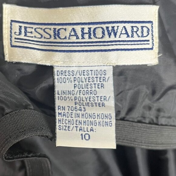 Jessica Howard Size 10 Square Neck Spaghetti Strap Dress Black White Stripe 90's - Picture 4 of 4